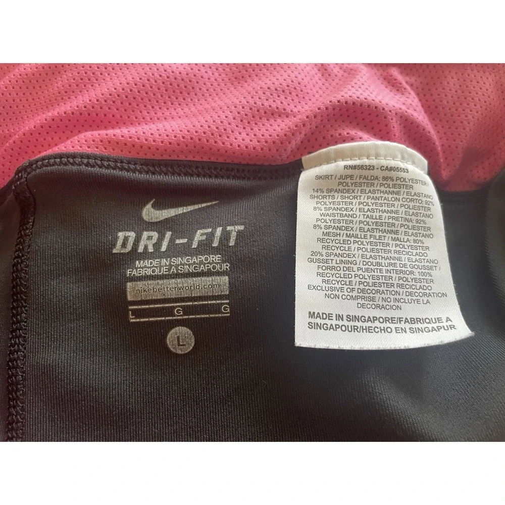 Nike Dri-Fit Athletic Running Skort Skirt Built In Shorts Black Pink Women's L